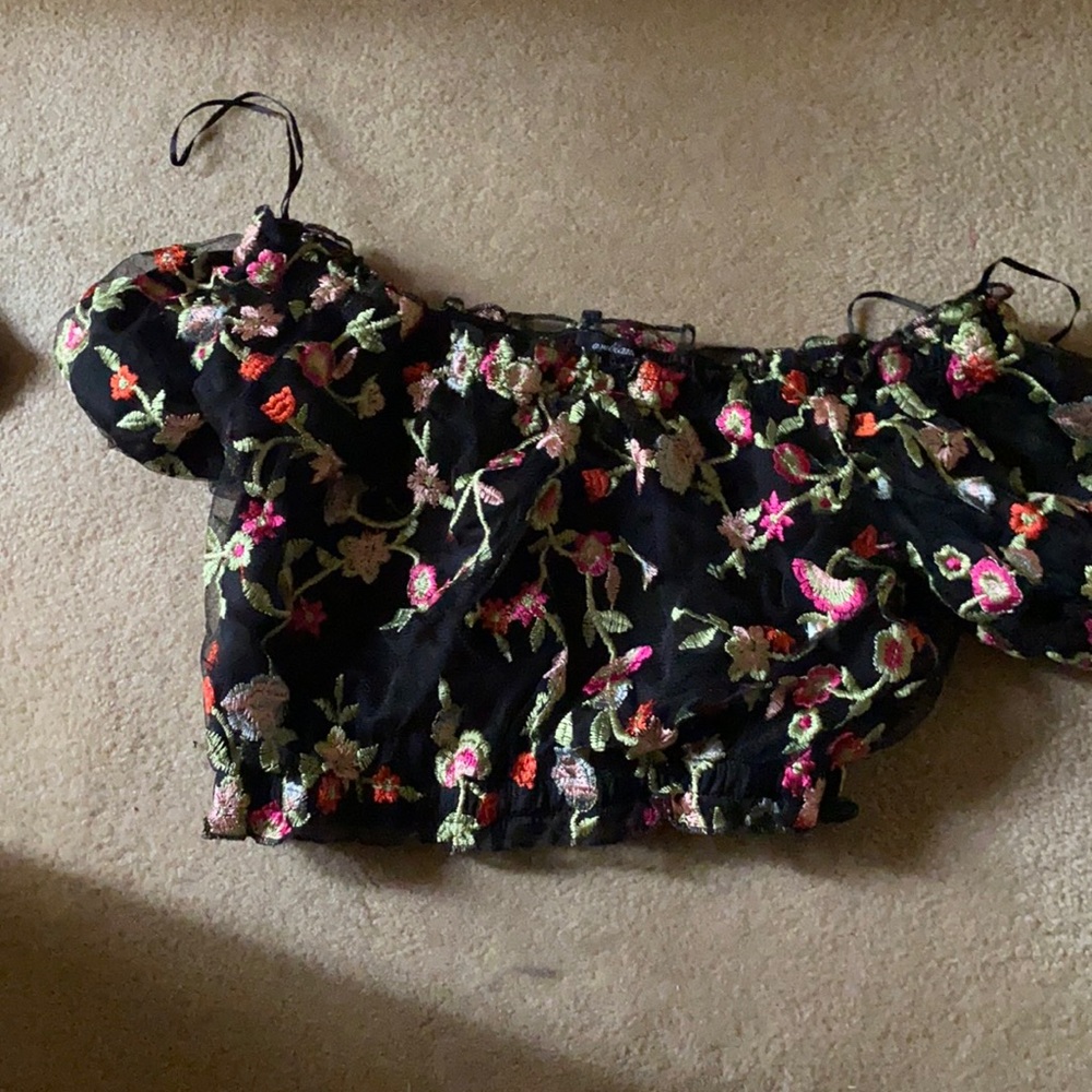 Floral off the shoulder crop top size medium